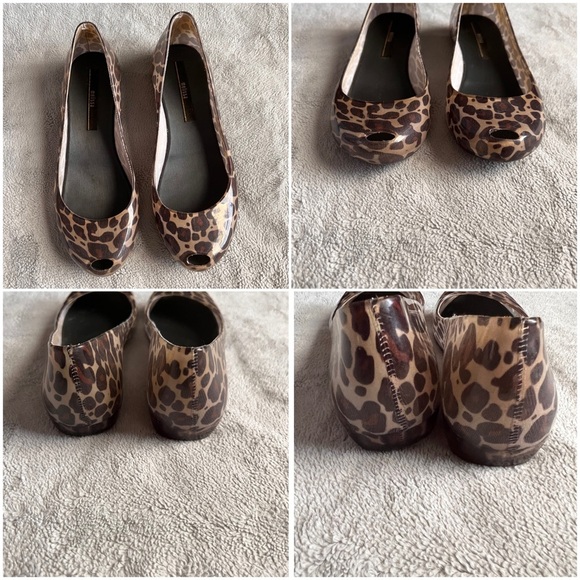 Melissa Peep Toe Jelly Ballerina Ballet Flats Leopard Animal Print Sz 5 - Picture 4 of 12
